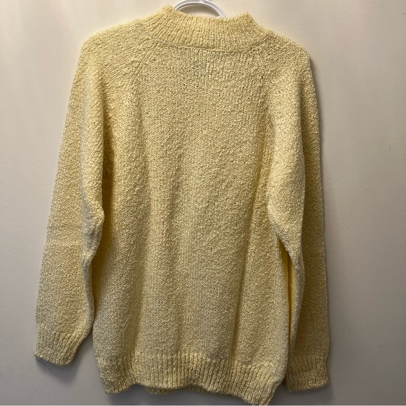 Jennifer Moore Women Sweater Button Mock Neck Pastel Yellow Pullover US L - Picture 8 of 9